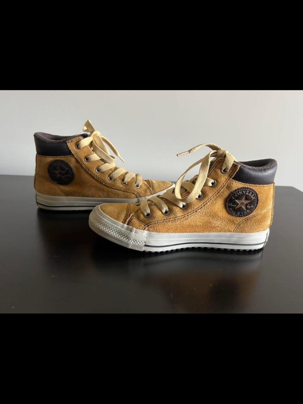 Converse Kids Suede Sneakers in Mustard Yellow